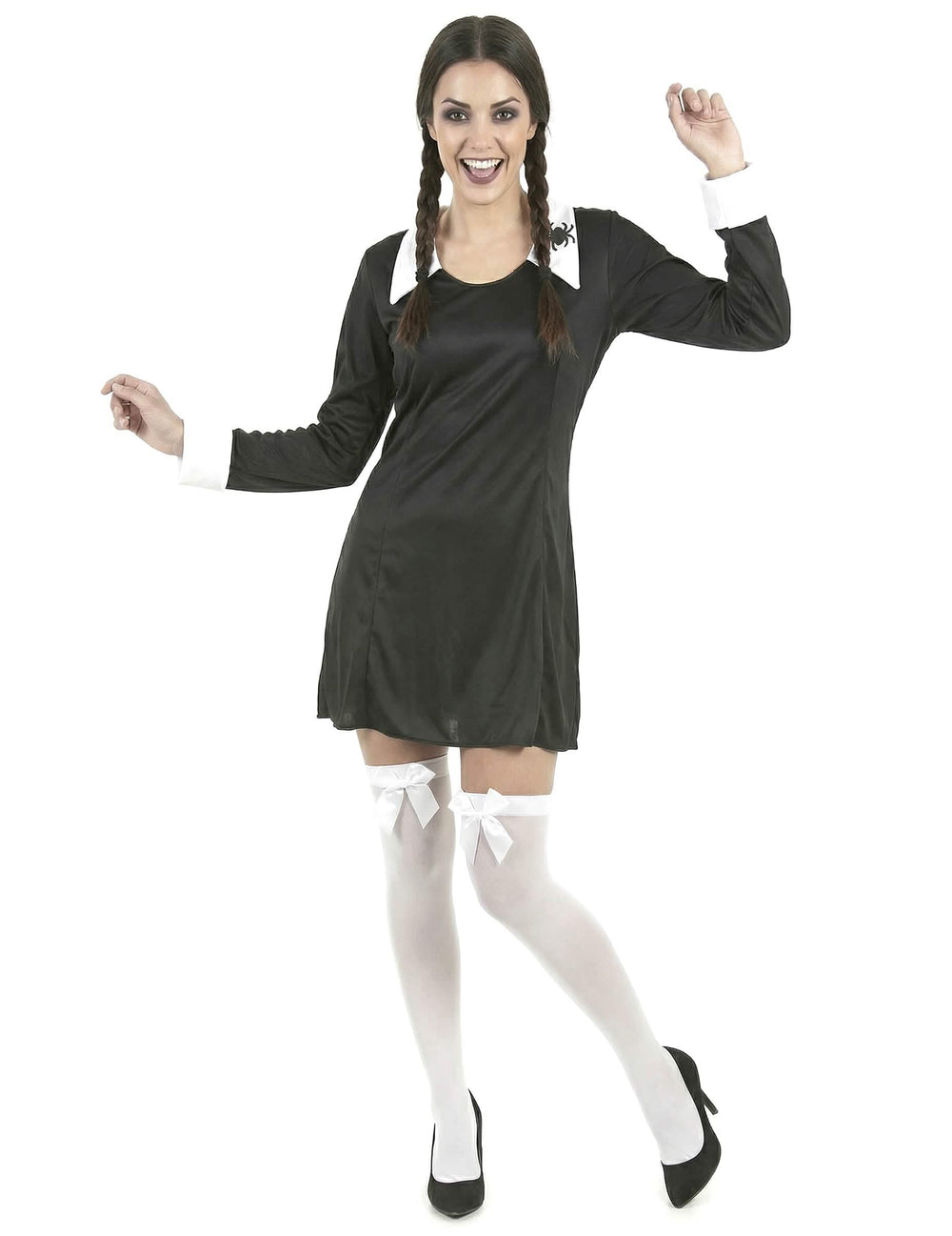 Prednji pogled na halloween kostim školske djevojke za žena