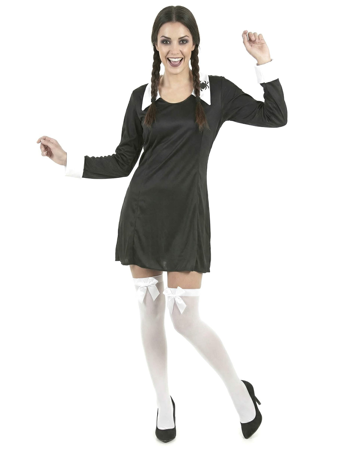 Prednji pogled na halloween kostim školske djevojke za žena