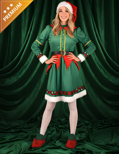Luksuzni božićni kostim vilenjaka za žene
