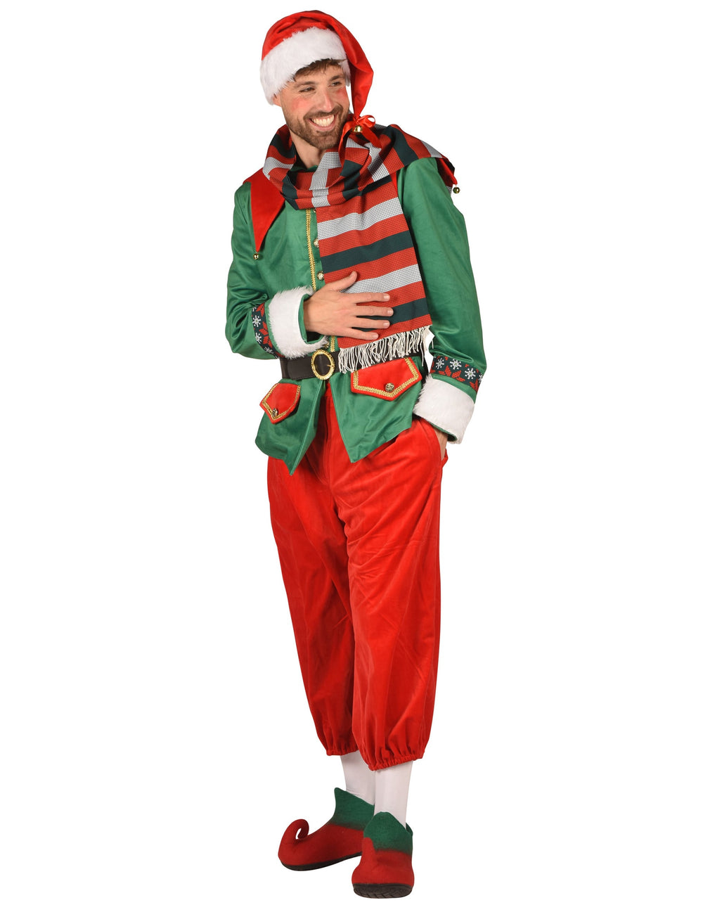Vue d'ensemble du déguisement elfe de Noël luxe pour homme