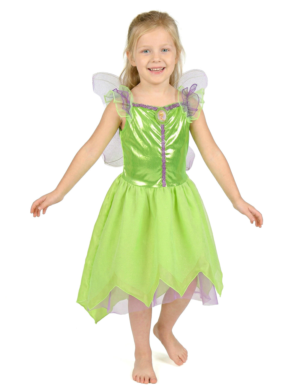 Déguisement Fée Clochette™ classique pour enfant vert et violet avec ailes
