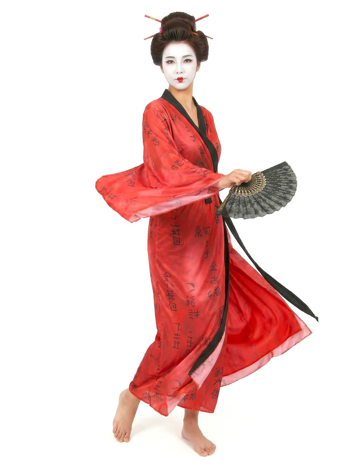 Crna i zlatna lepeza za ženski gejša kostim kimono