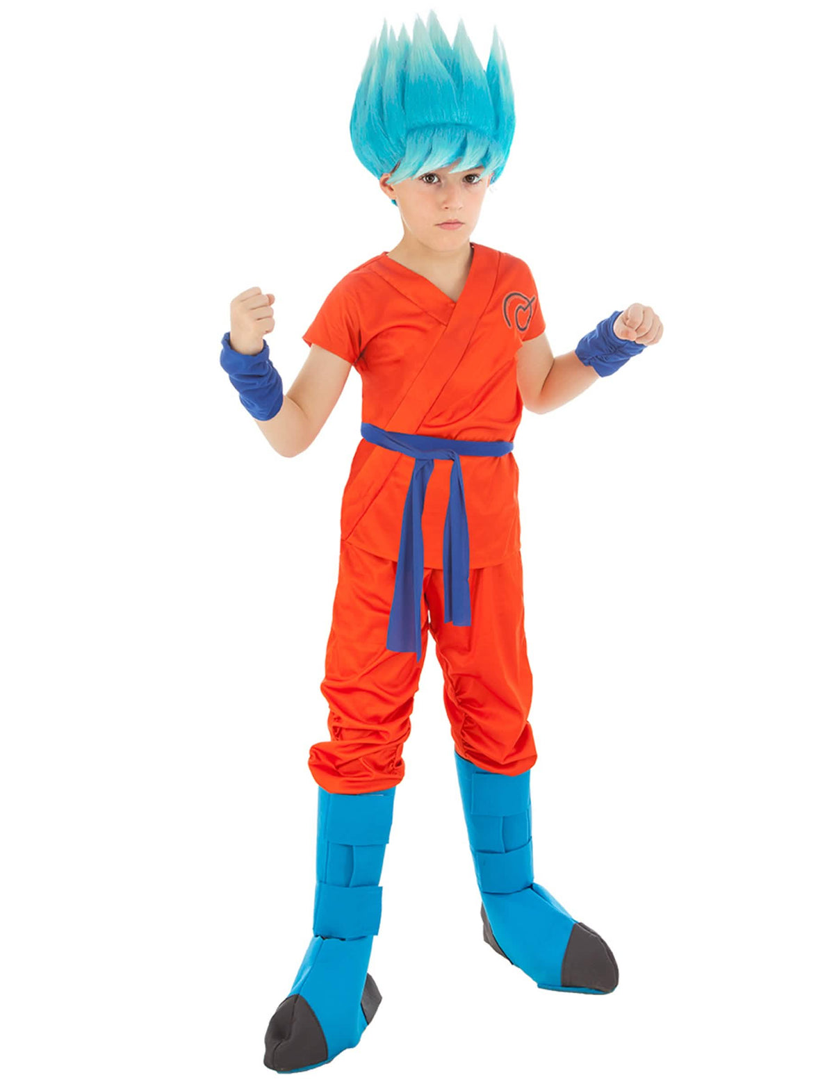 Kostim Goku Saiyan Super Dragon ball™ za dijete narančasta i plava s plavom perikom