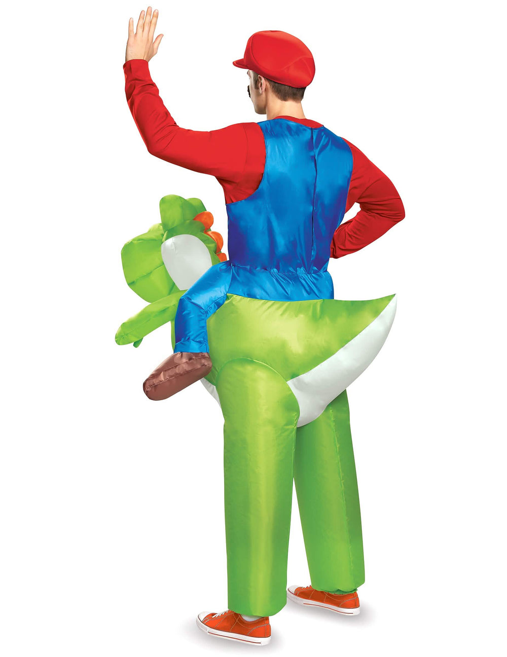 Stražnji pogled na nosi me kostim Mario na Yoshi Nintendo