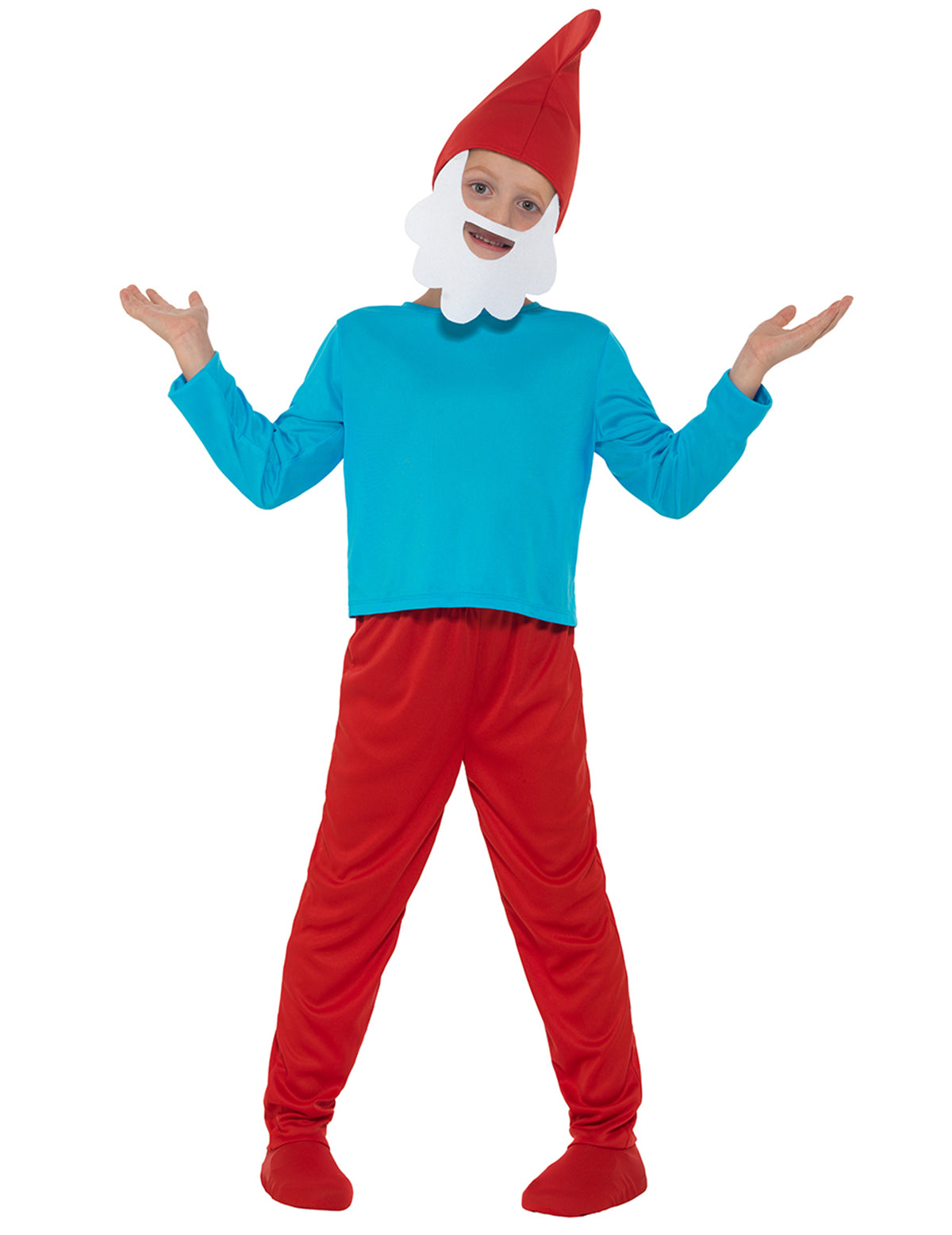 Déguisement de Grand Schtroumpf™ pour enfant bleu et rouge avec barbe blanche