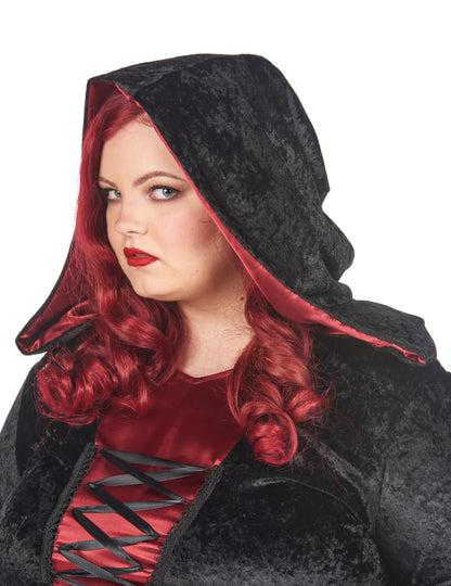 Velika kostim gotičke veličine s crvenom i crnom ženskom kapuljačom