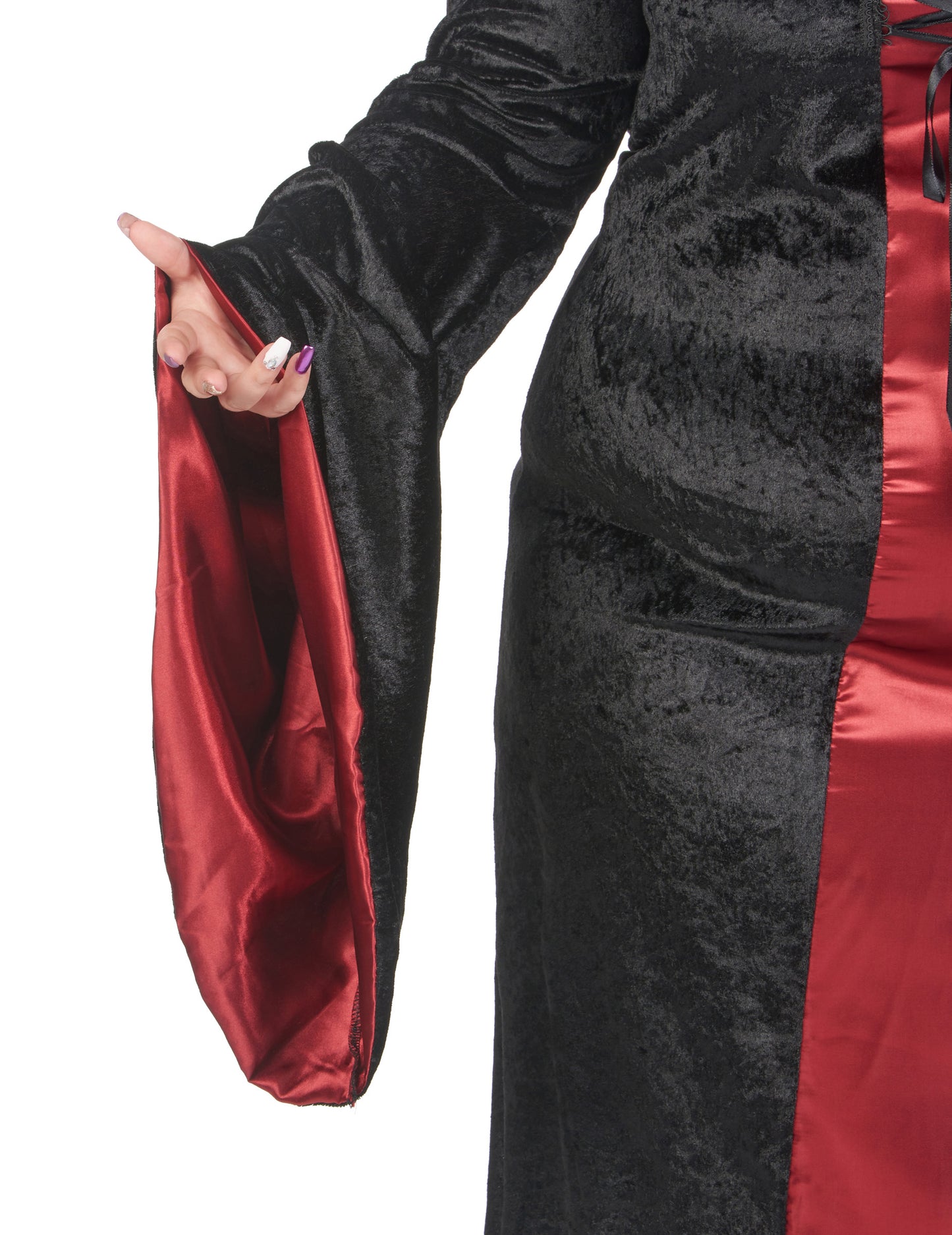 Velika kostim gotičke veličine s crvenom i crnom ženskom kapuljačom