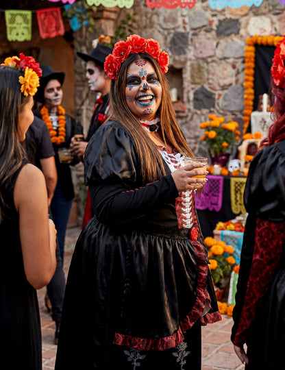 Déguisement grande taille robe longue Dia de los muertos femme