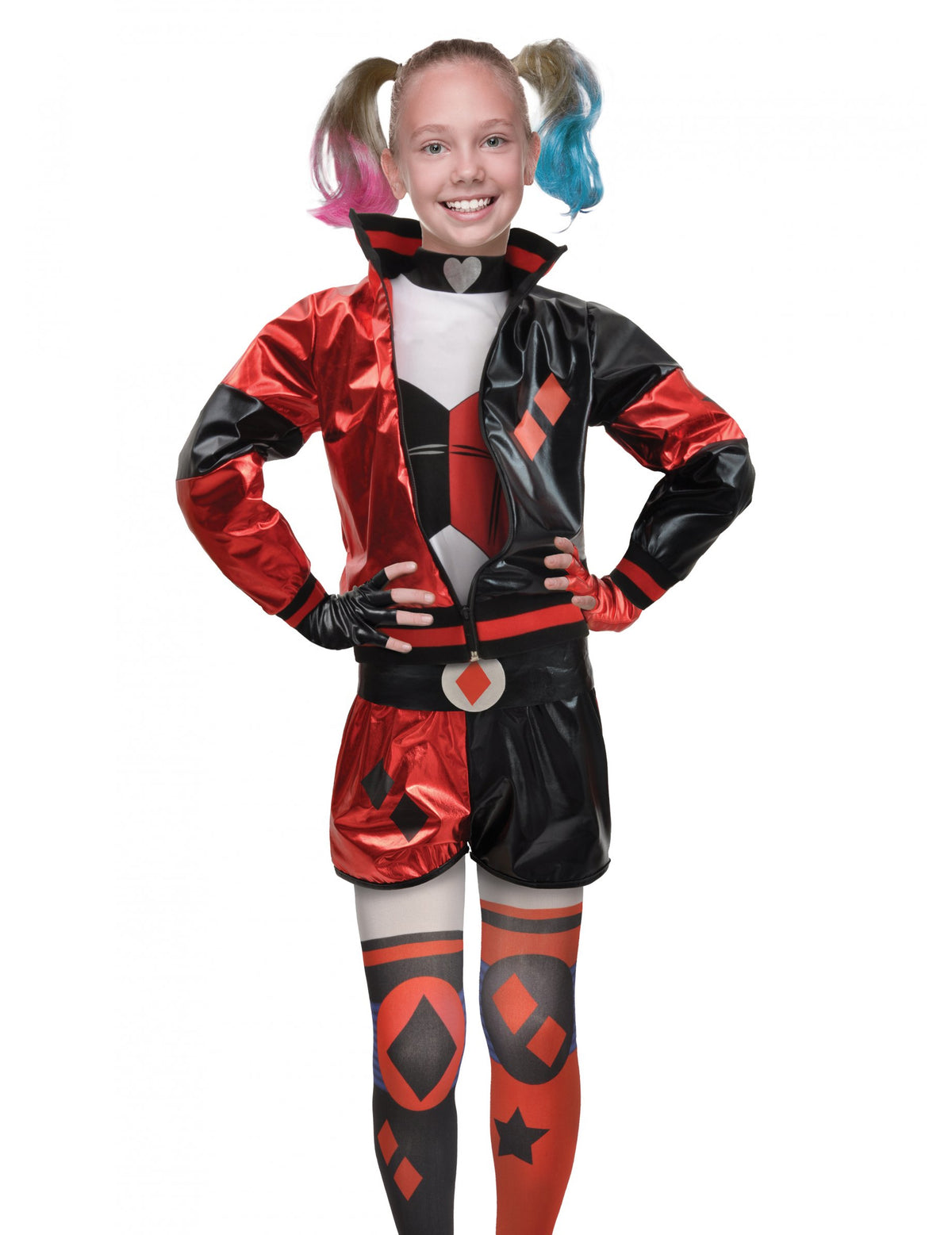 Vue de face du déguisement Harley Quinn™ pour fille