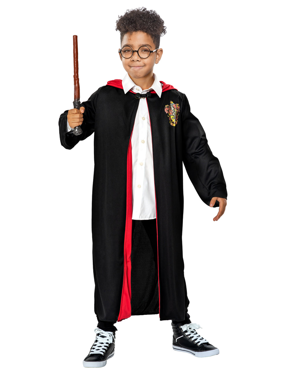 Déguisement Harry Potter™ pour enfant noir et rouge avec baguette et lunettes