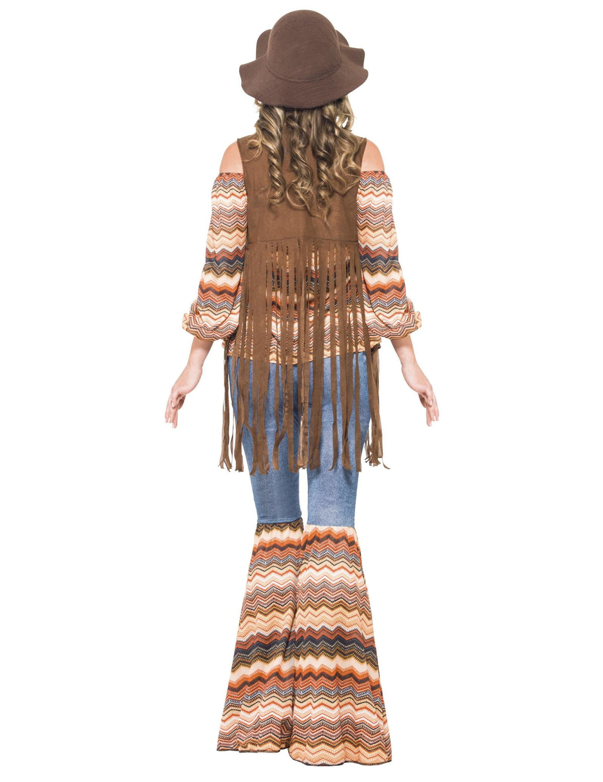 Vue de dos du déguisement hippie harmonie pour femme
