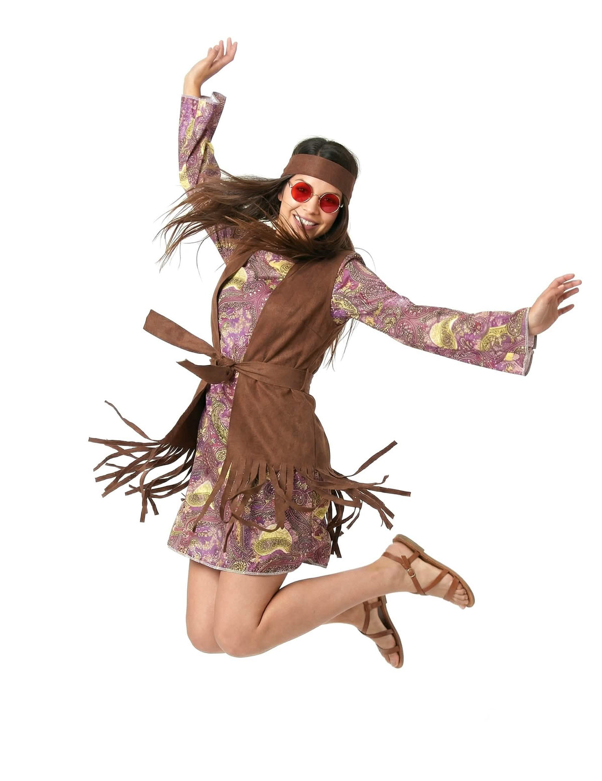 Pokretni prikaz hippie kostima s paisley uzorkom za ženu