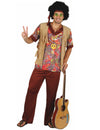 Déguisement hippie pour homme à motif rouge avec gilet à franges