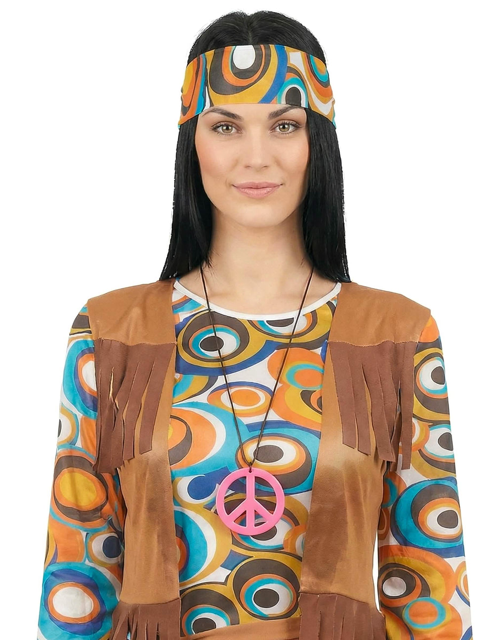Krupni plan na dodatke hippie kostima s okruglim uzorcima