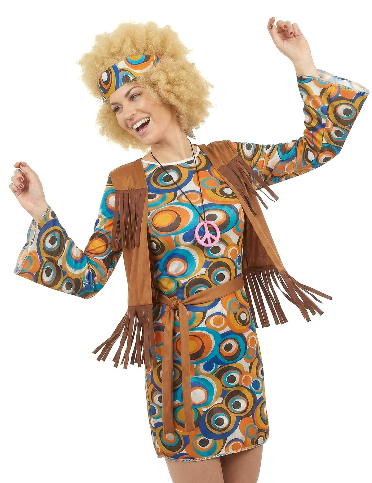 Bočni prikaz hippie kostima s okruglim uzorcima