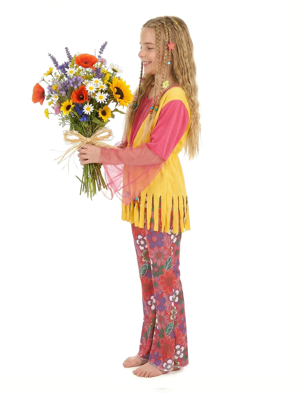 Vue de profil du déguisement hippie pour fille