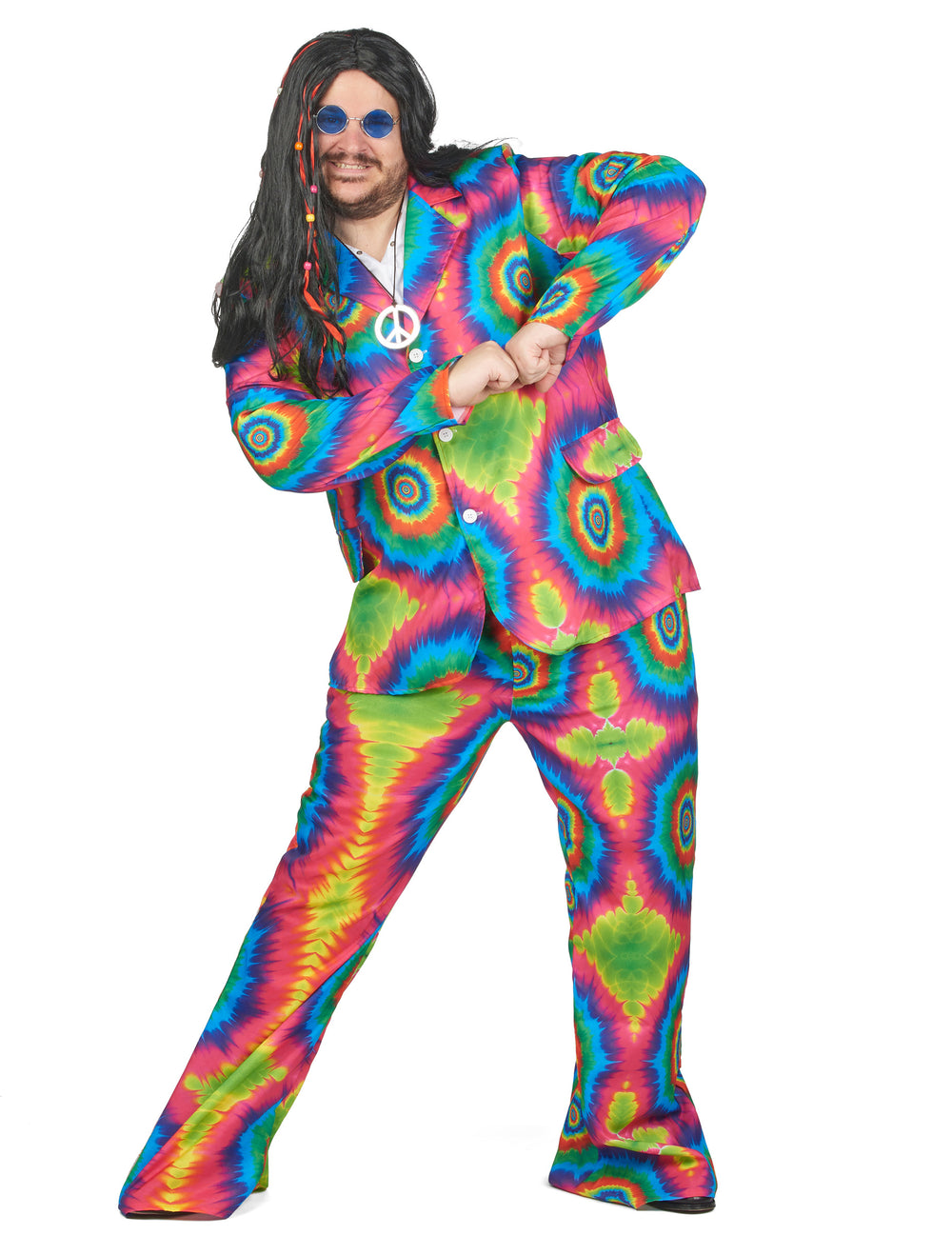 Mise en situation du déguisement hippie psychédélique pour homme