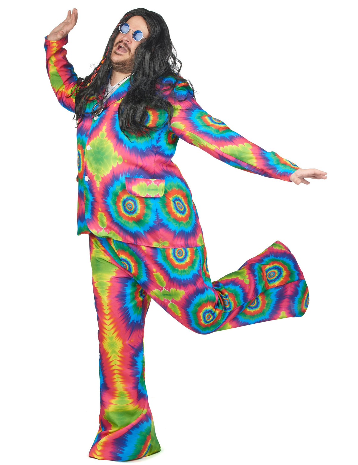 Vue de profil du déguisement hippie psychédélique pour homme