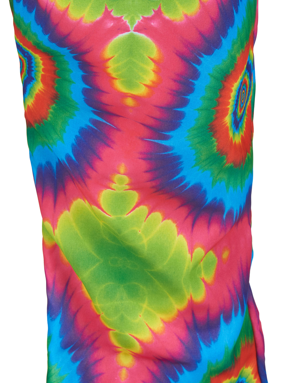 Détail du bas de pantalon du déguisement hippie psychédélique pour homme