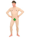 Déguisement homme nu pour adulte beige avec feuille de vigne et couronne de feuilles