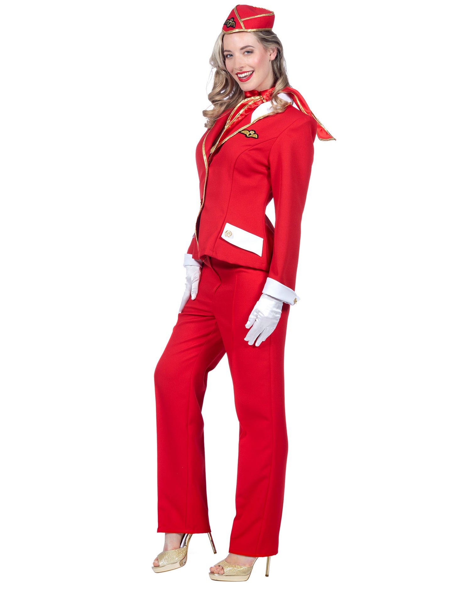 Luksuzni crveni kostim stjuardese za žene