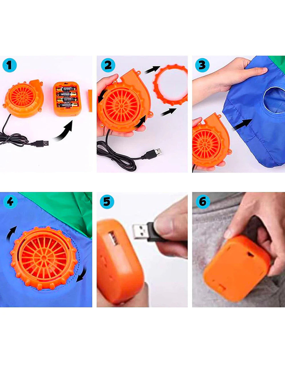 Étapes d'installation du système de gonflage du déguisement humoristique toilette gonflable