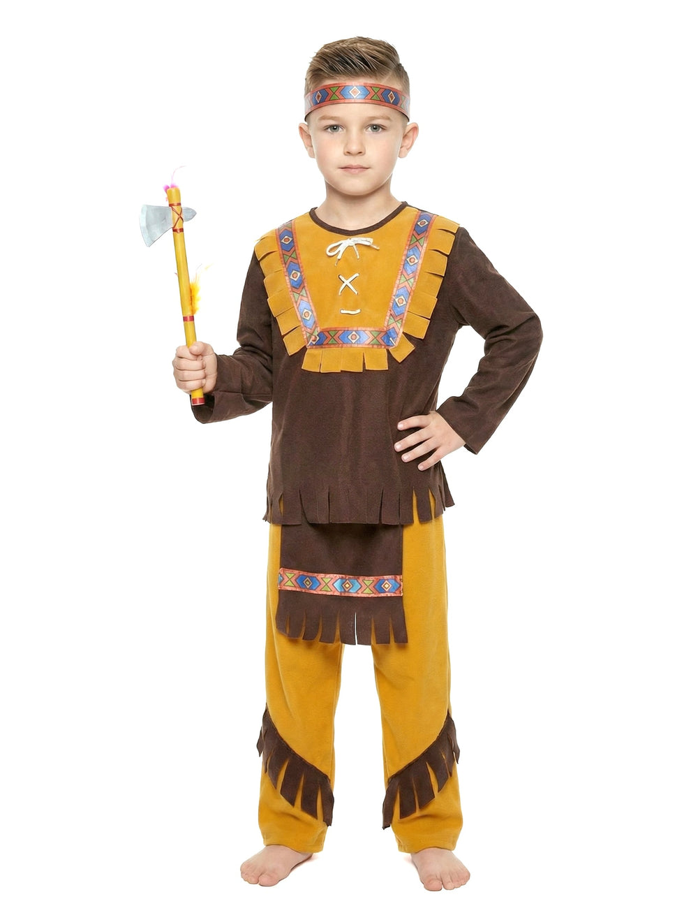 Hache factice tenue à la main du déguisement indien pour garçon