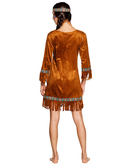 Vue de dos du déguisement d'indienne pour femme