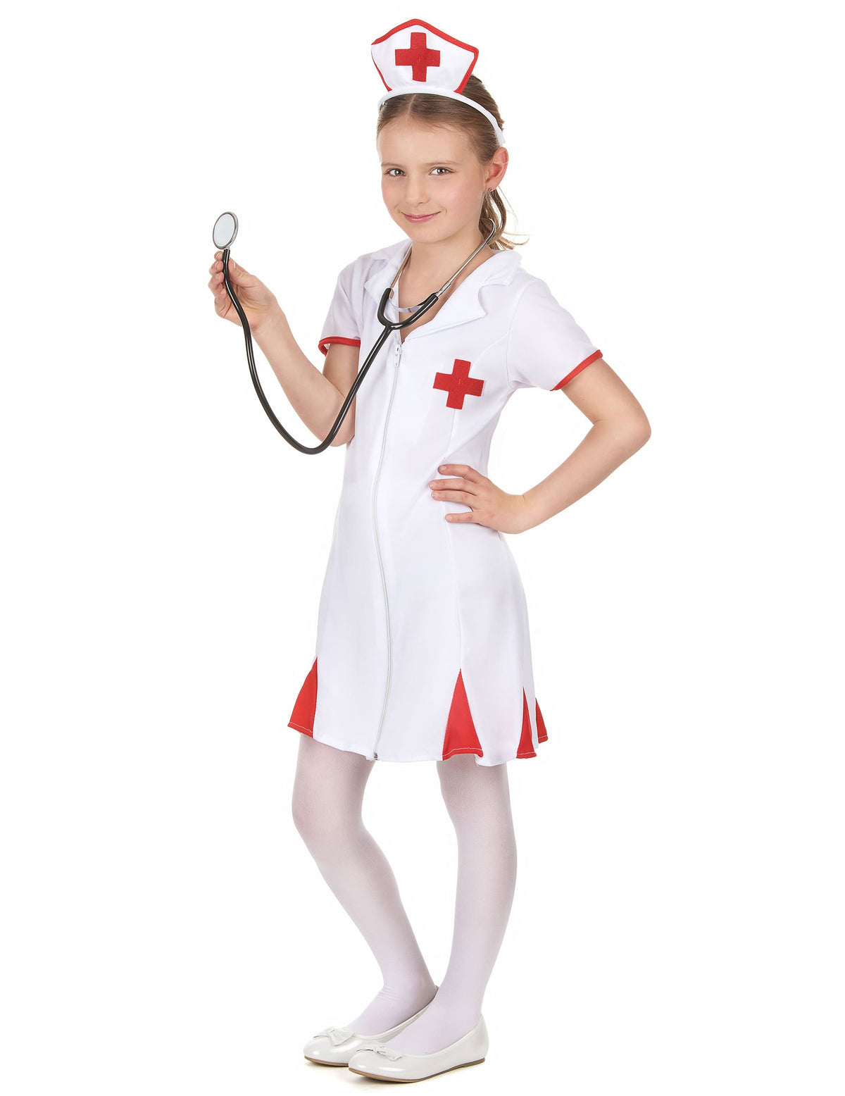 Vue de face avec stéthoscope du déguisement d'infirmière