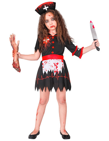 Crni kostim zombija medicinske sestre za djevojčice