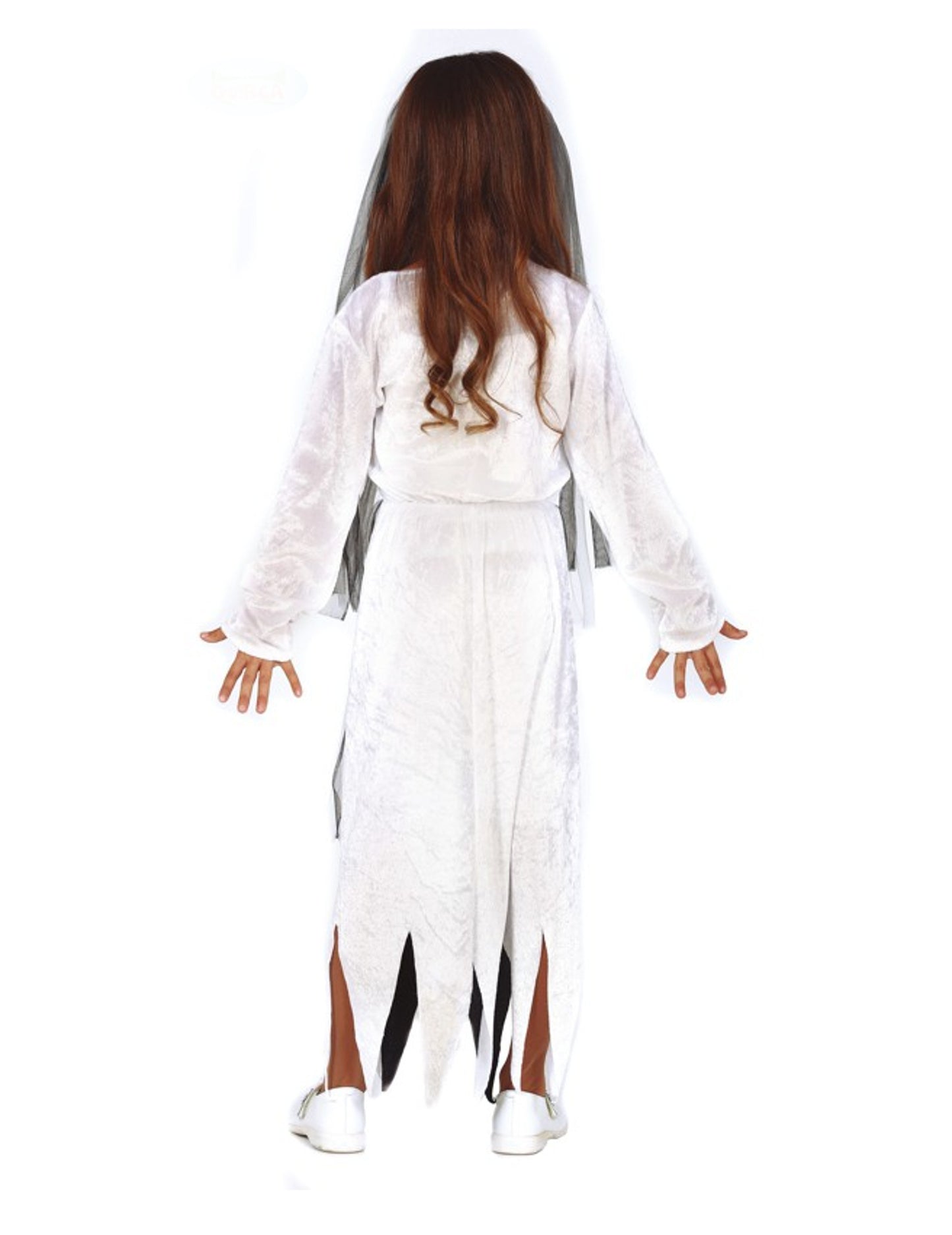 Vue de dos du déguisement de jeune mariée zombie pour fille