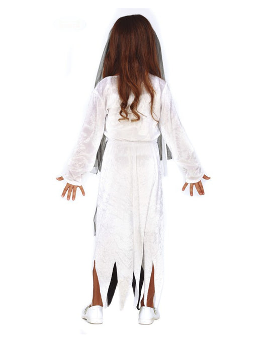 Vue de dos du déguisement de jeune mariée zombie pour fille
