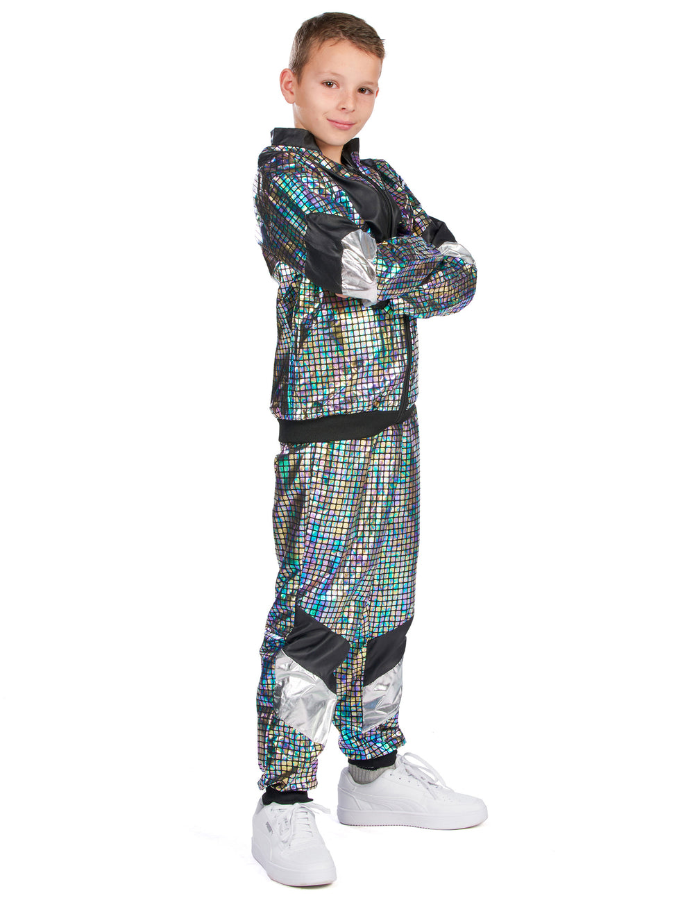 Vue de profil du déguisement jogging disco années 80 adolescent