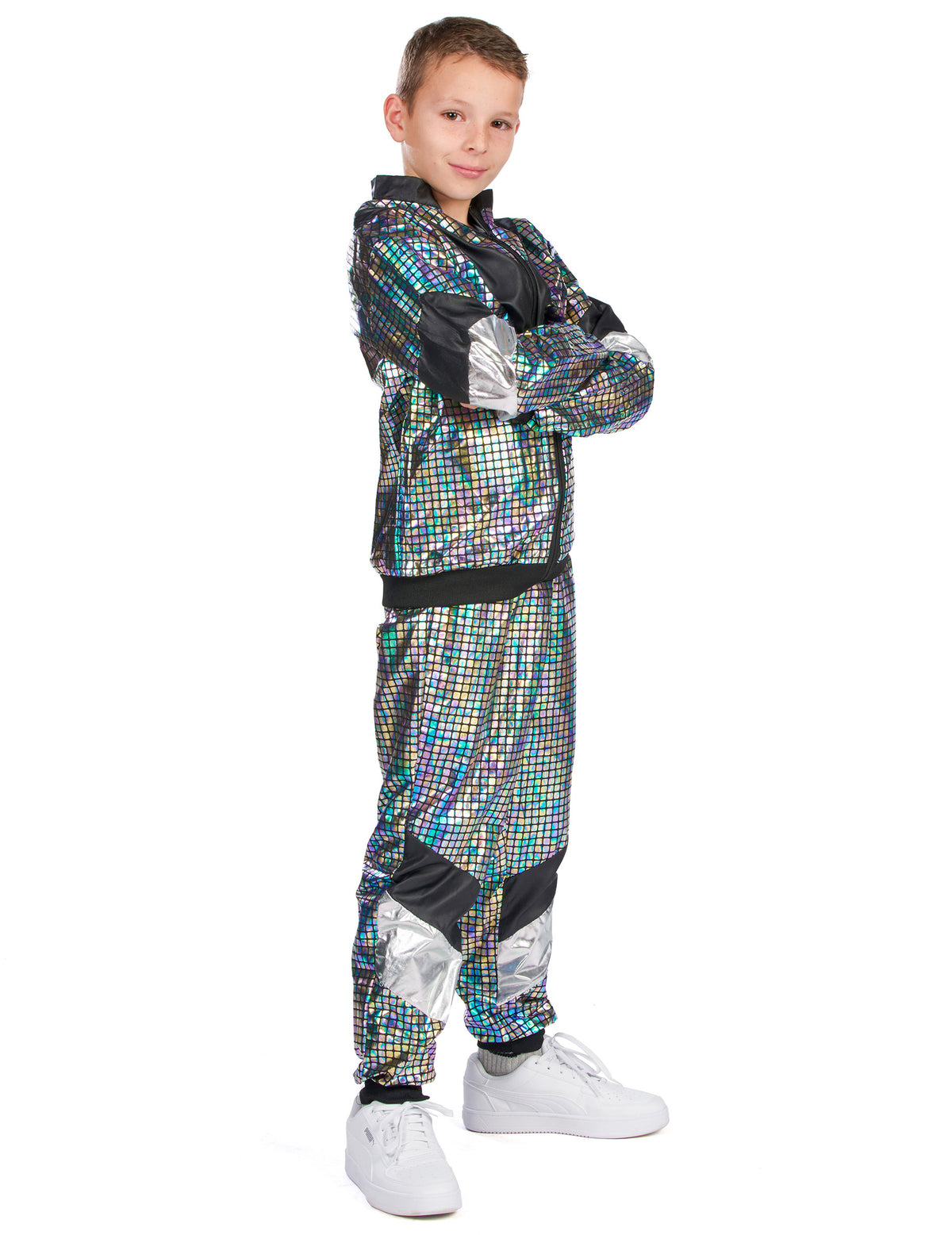 Vue de profil du déguisement jogging disco années 80 adolescent