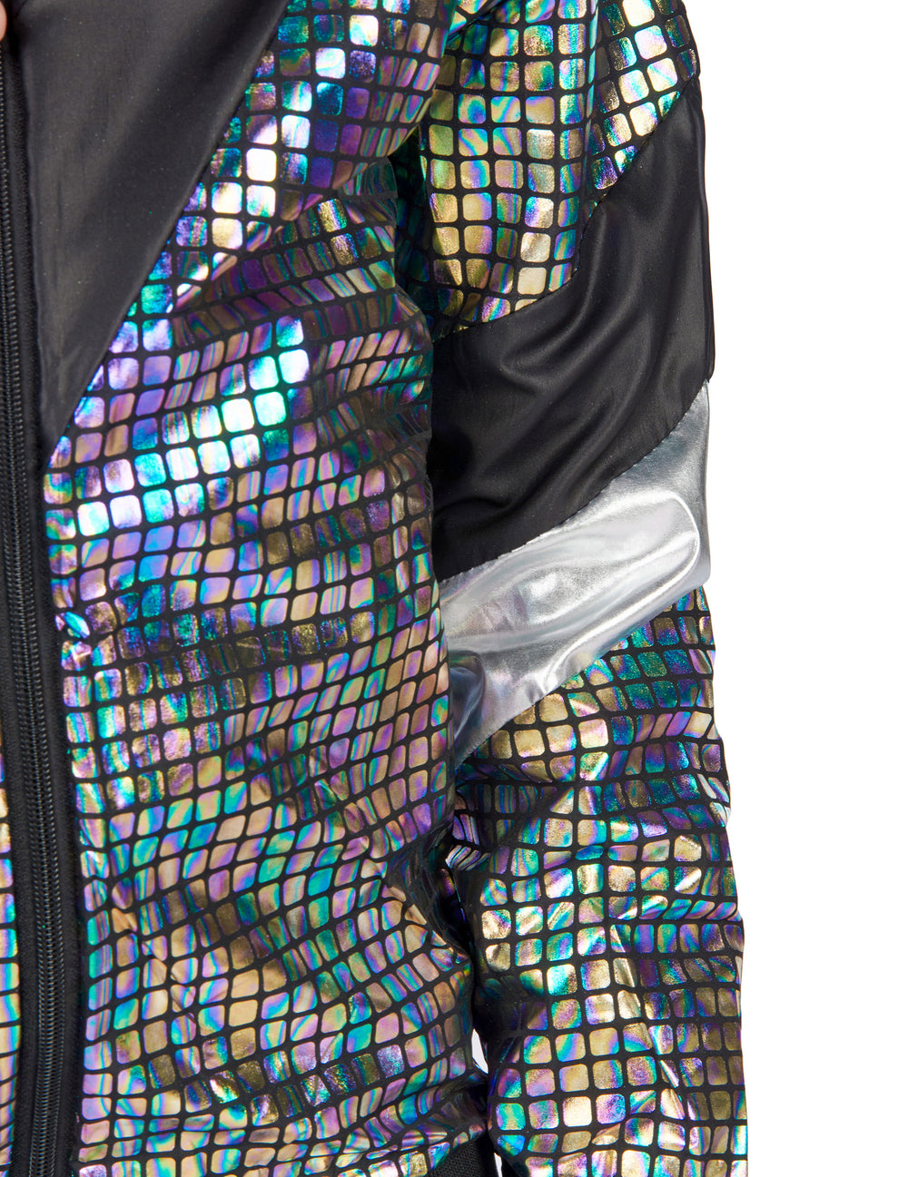 Détail du tissu à facettes du déguisement jogging disco années 80 adolescent