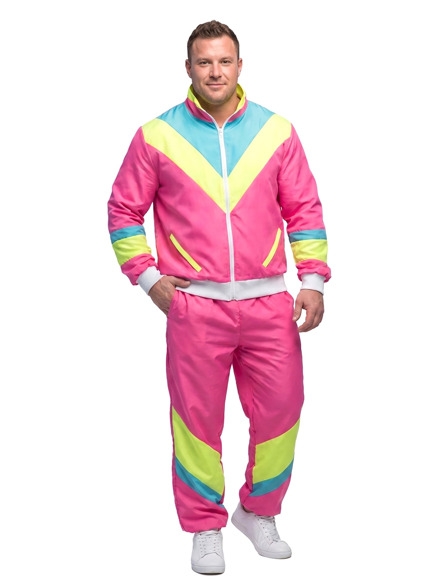 Déguisement Jogging Rétro Rose Fluo Homme