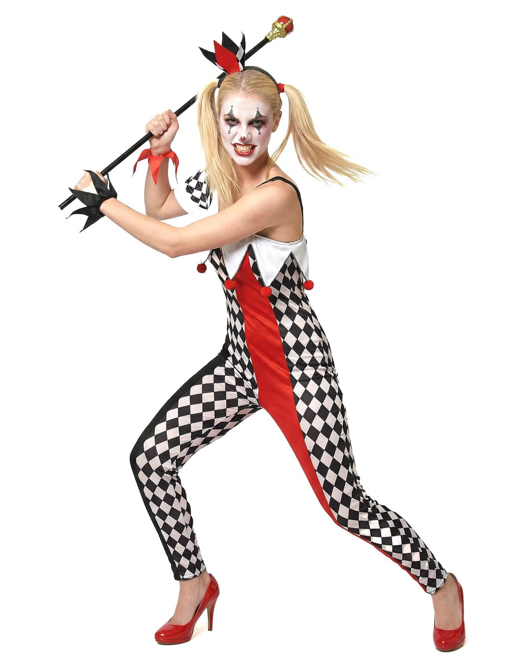 Bočni pogled na ženski kostim joker