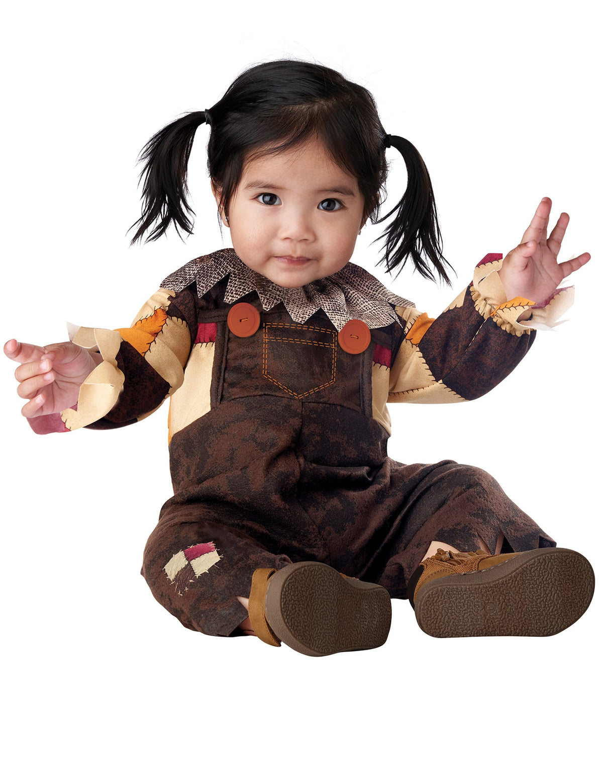 Vue de face sans chapeau du déguisement joyeux épouvantail luxe pour bébé