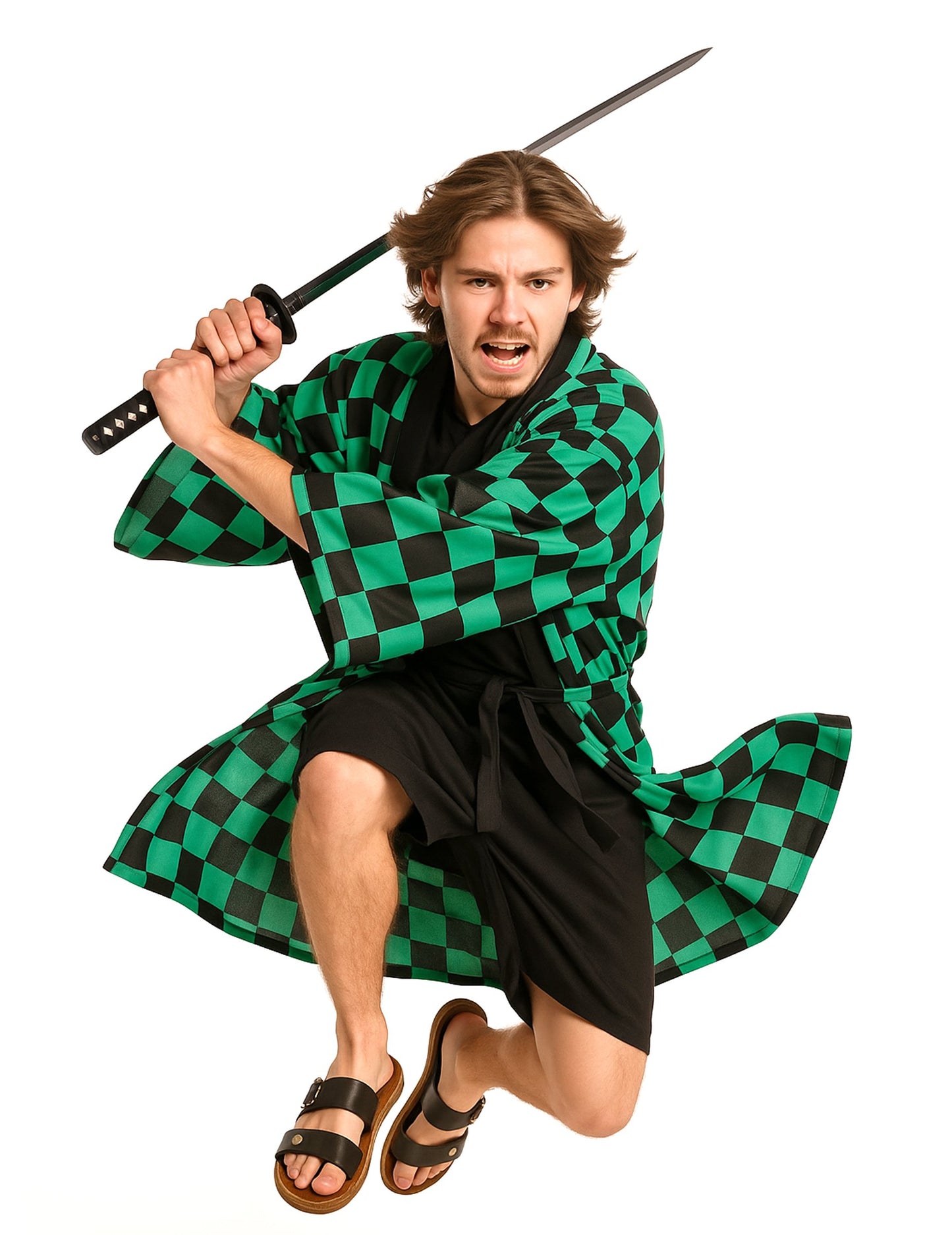 Odrasli karirani kimono manga kostim