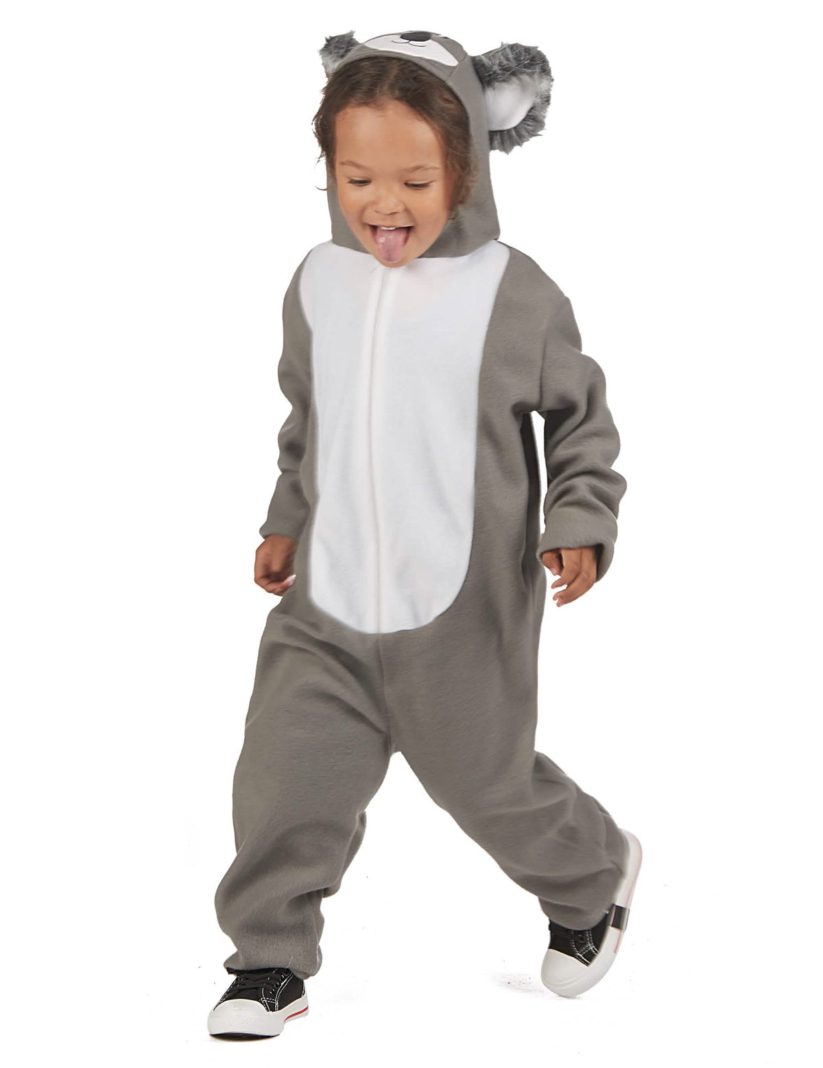 Kostim koale za dijete sive i bijele boje s kapuljačom s ušima