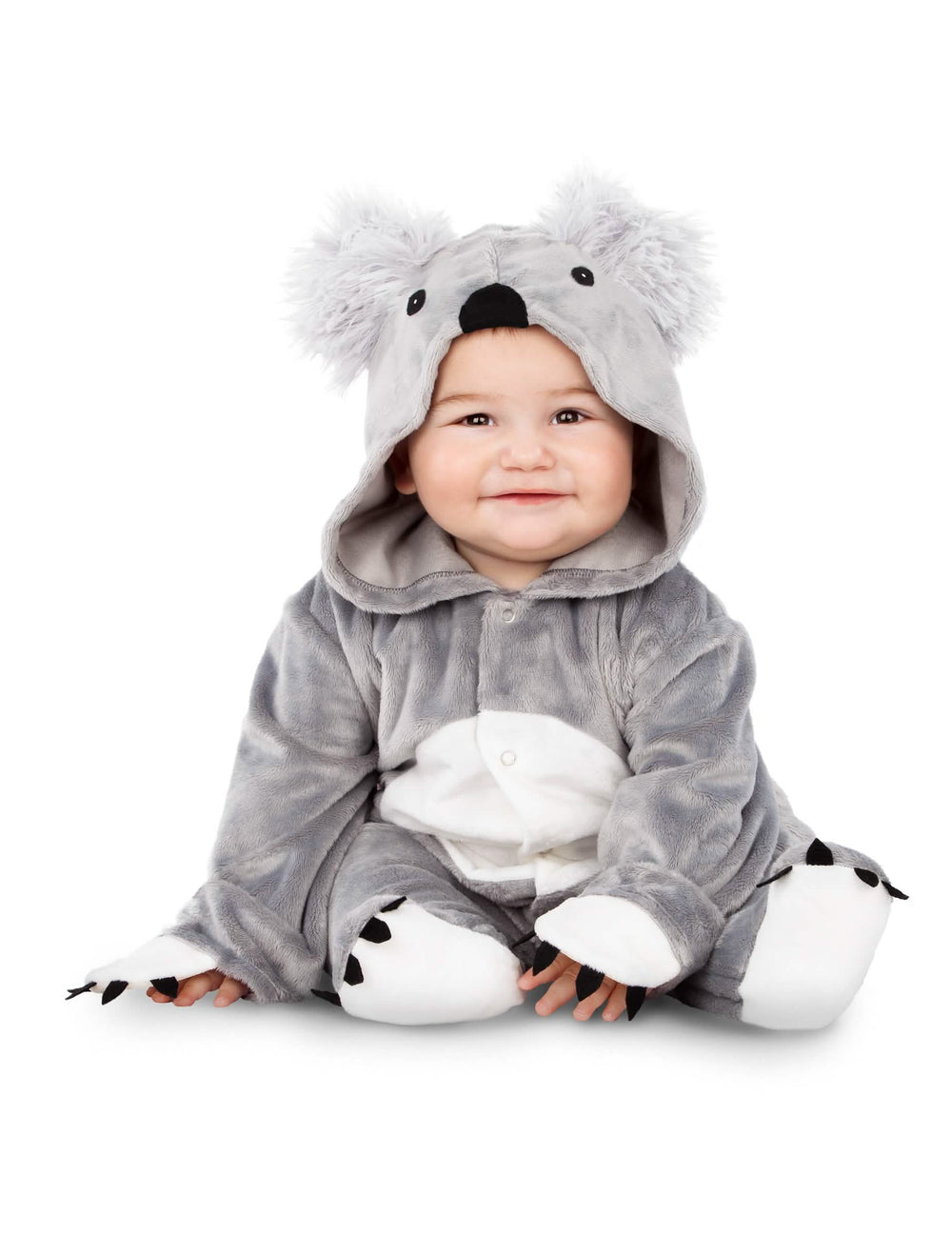kostim koala za bebu siva i bijela s kapuljačom