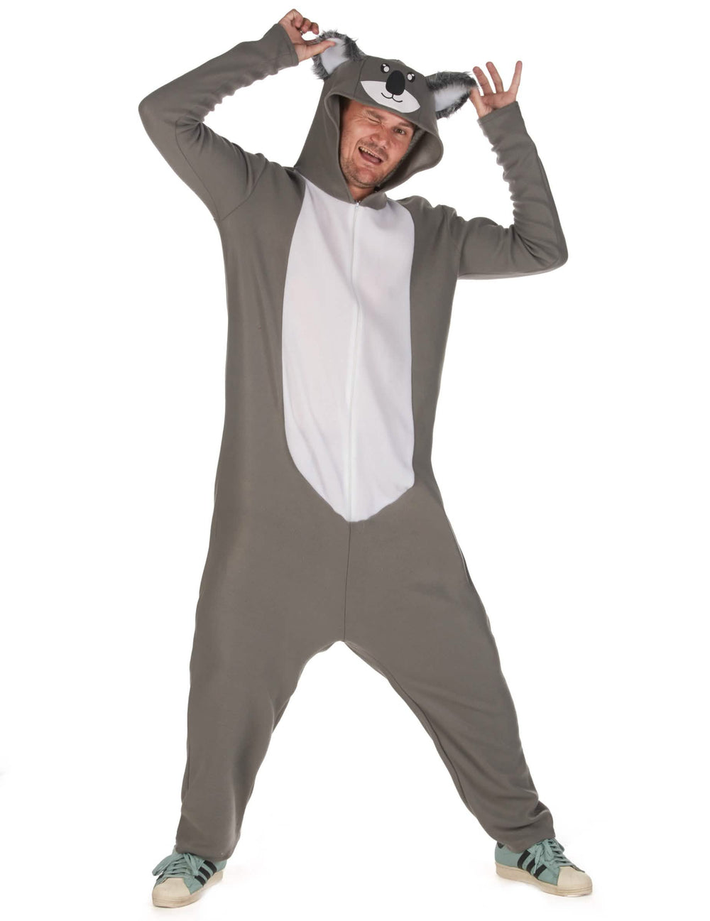 Kostim koala za muškarac siva i bijela s kapuljačom