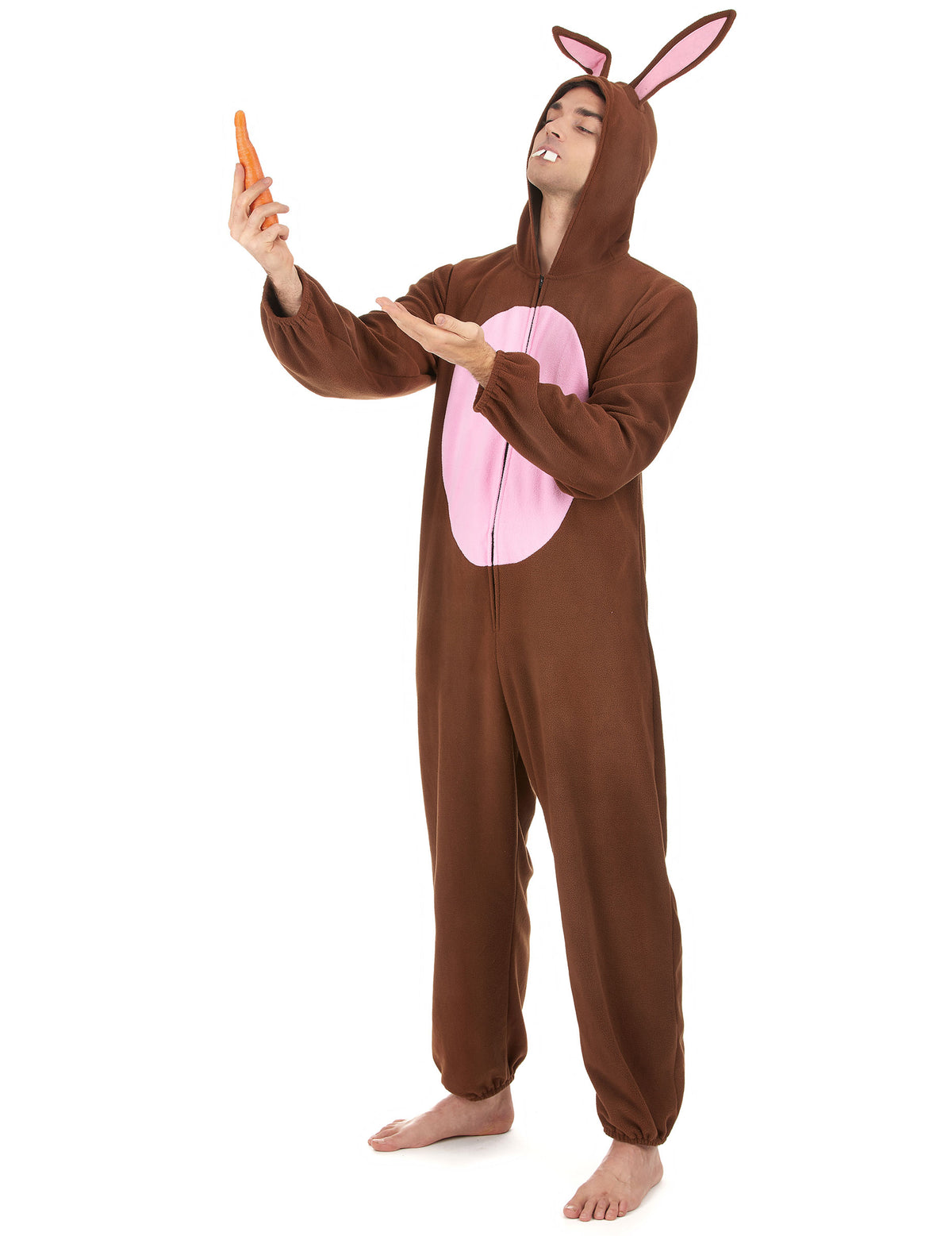 Vue de profil du déguisement de lapin pour homme