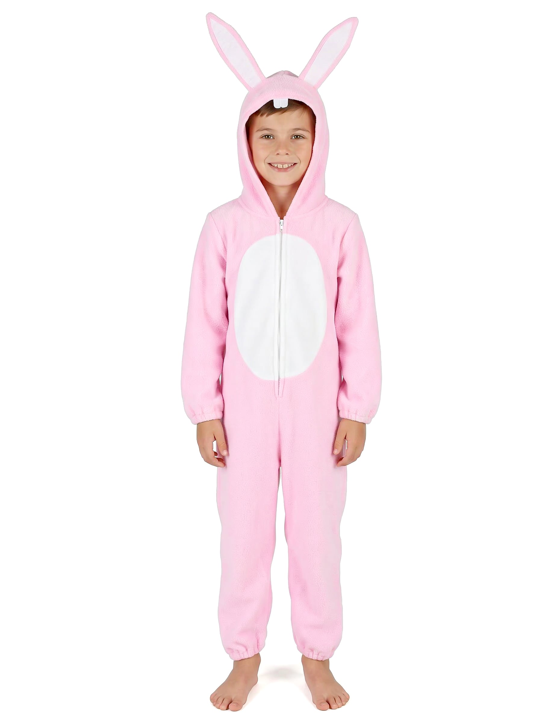 Vue de face de la combinaison du déguisement de lapin pour enfant