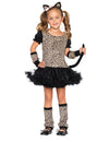 Déguisement léopard pour fille avec tutu noir et imprimé animalier