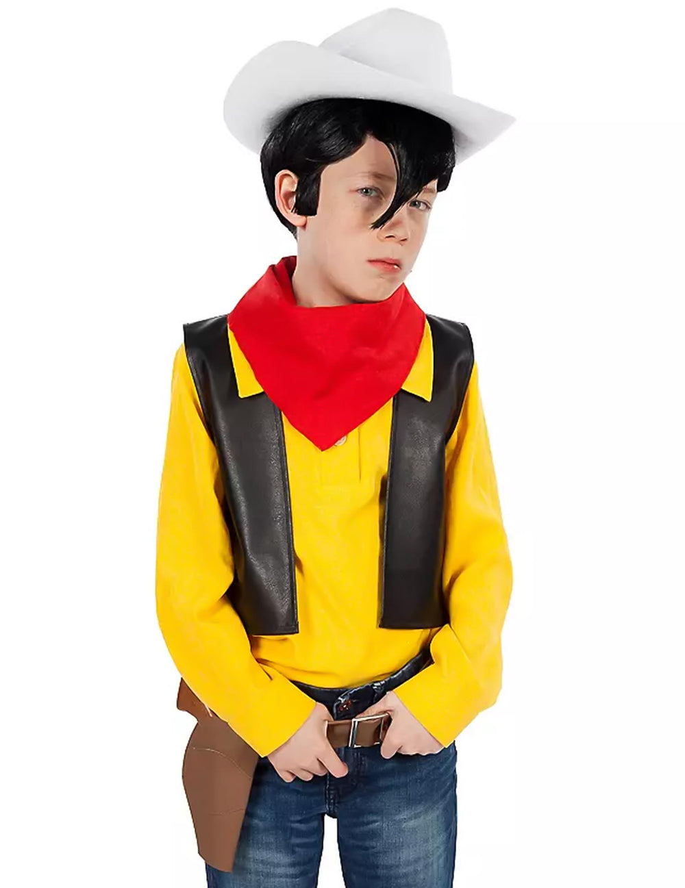 Vue de face du buste du déguisement Lucky Luke™ pour garçon