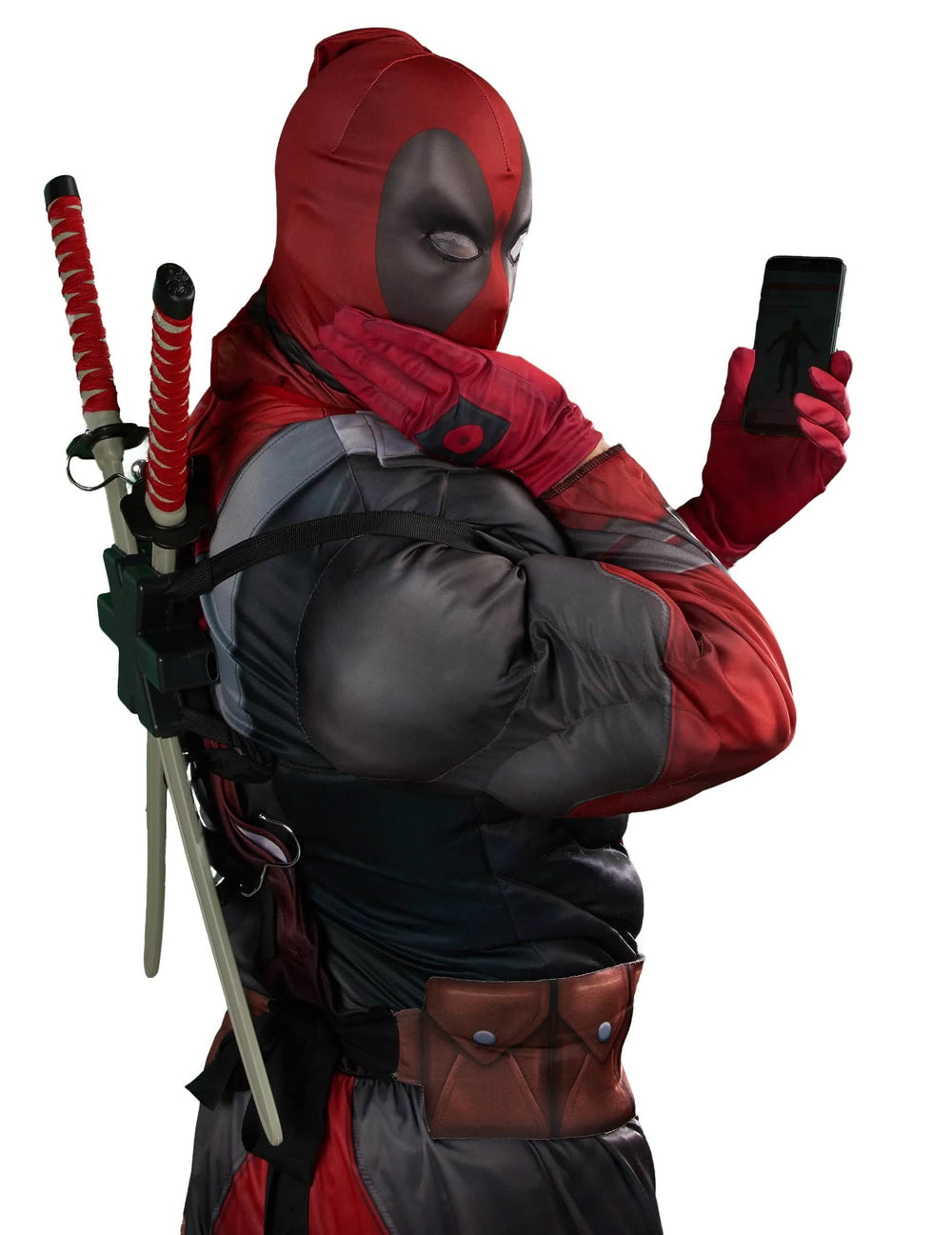 Bočni prikaz s katanama luksuznog kostima Deadpool 2™