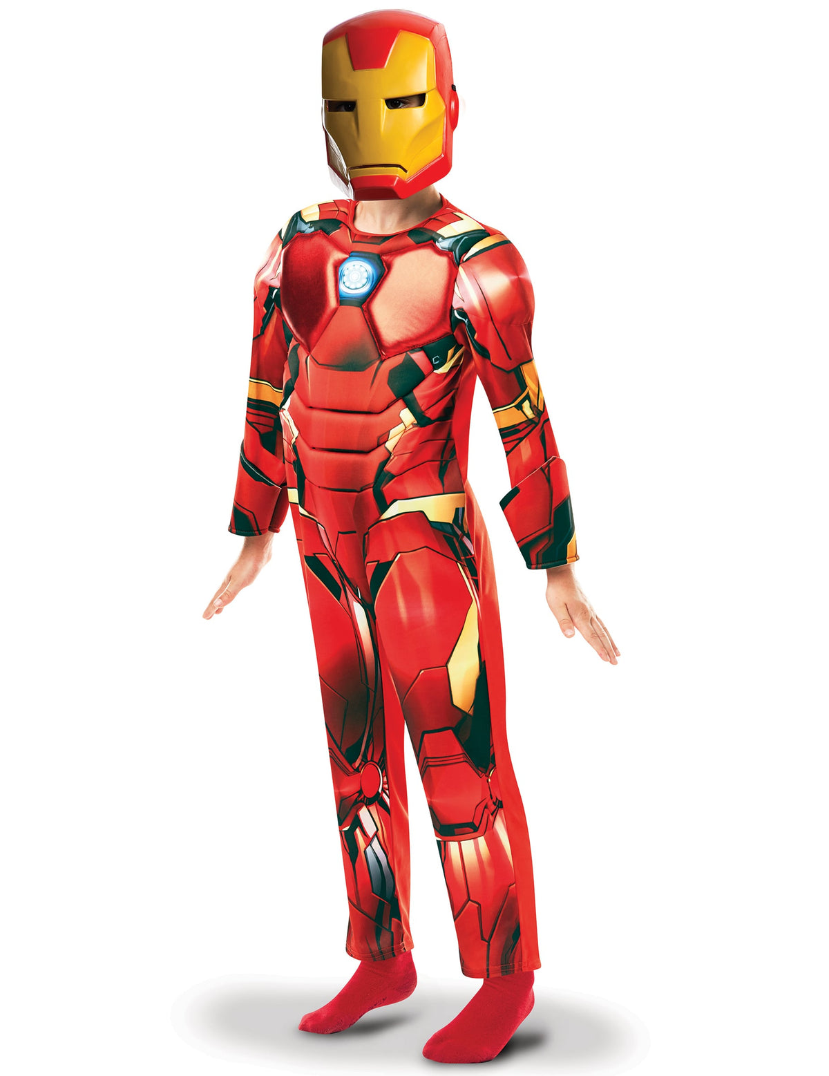 Déguisement luxe Iron Man série animée pour garçon rouge et jaune avec masque