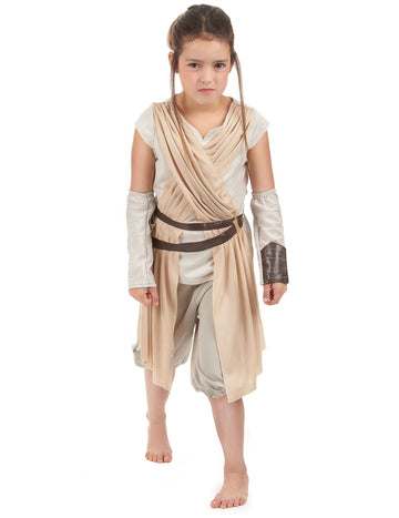 Déguisement luxe Rey Star Wars VII pour fille beige et marron