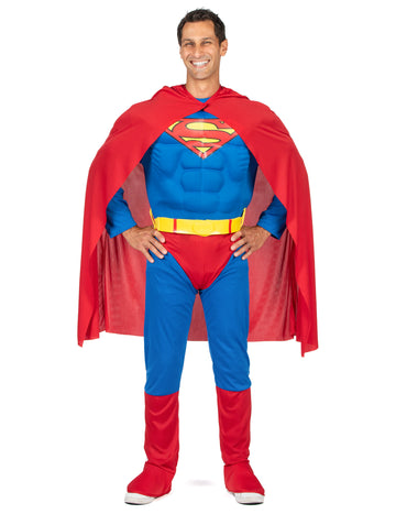 Déguisement luxe Superman™ pour homme bleu et rouge avec torse musclé et cape